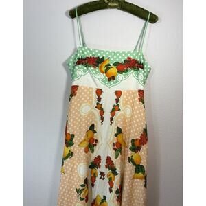 Caroline Constas Maxi Dress Size L NWT Floral Linen Blend Boho Vacay Coastal